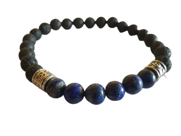 Bracelet Homme N° 03 Pierre de Lave / Lapis lazuli