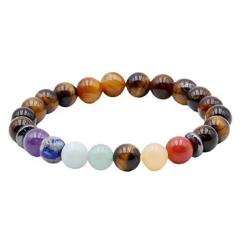 Bracelet 7 Chakras et Œil de Tigre