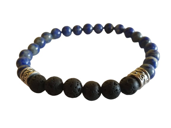 Bracelet Homme N° 08 Lapis lazuli / Pierre de Lave