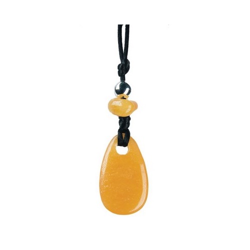 Pendentif Pierre Plate Calcite orange