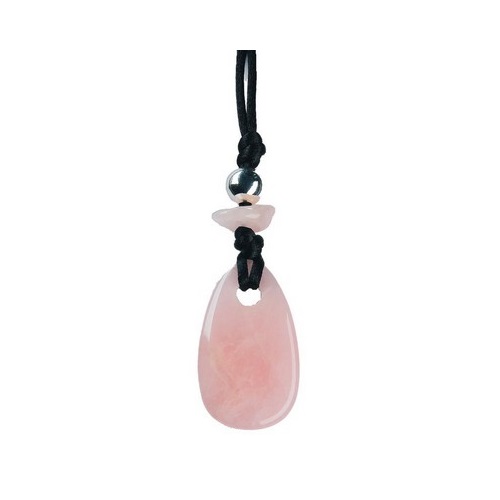 Pendentif Pierre Plate Quartz rose