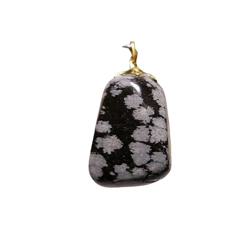 Pendentif Pierre Roulée Obsidienne neige