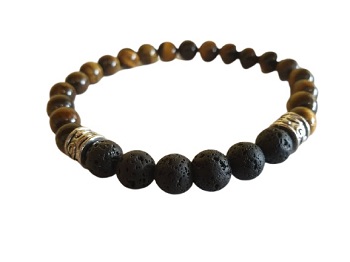 Bracelet Homme N° 10 Œil de tigre / Pierre de lave