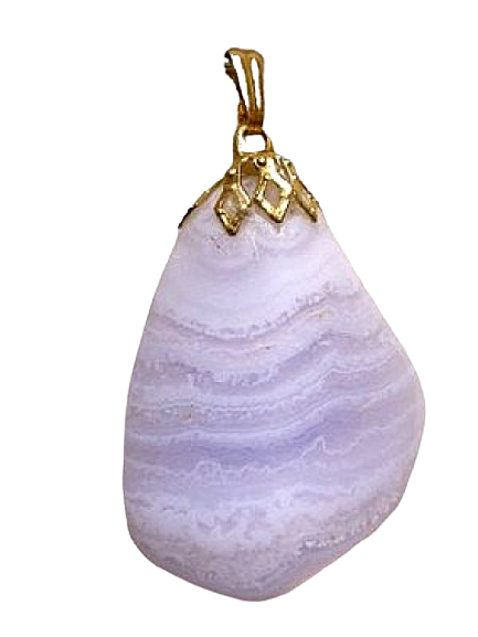 Pendentif Pierre Roulée Calcédoine bleue