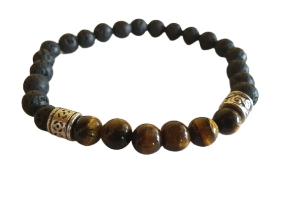 Bracelet Homme N° 06 Pierre de Lave / Œil de Tigre