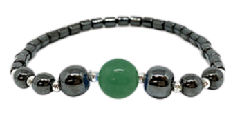 Bracelet Hématite 2 et perle Agate verte