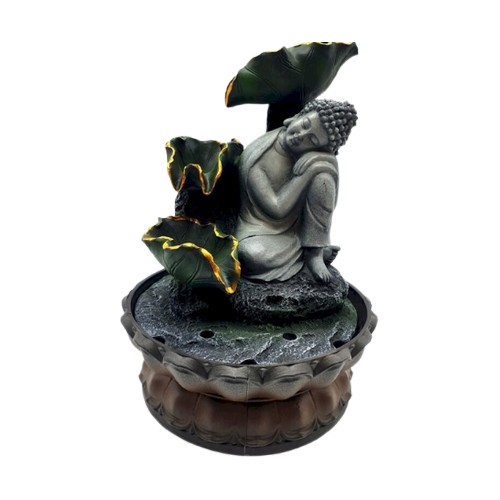 Energesens Fontaine Bouddha couché sur genoux & cascade 27 cm