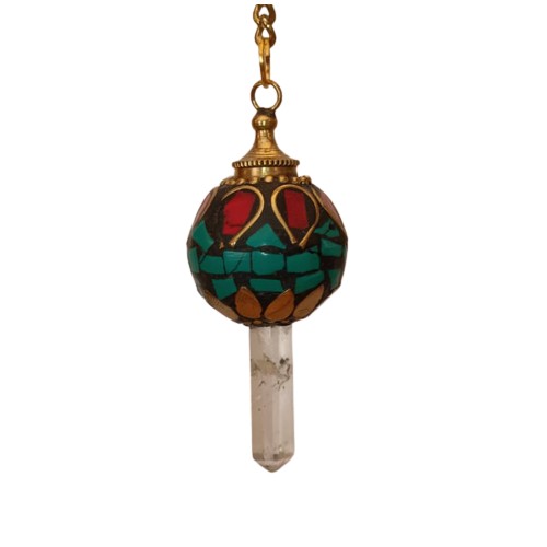 Pendule Tibétain avec pointe de cristal 